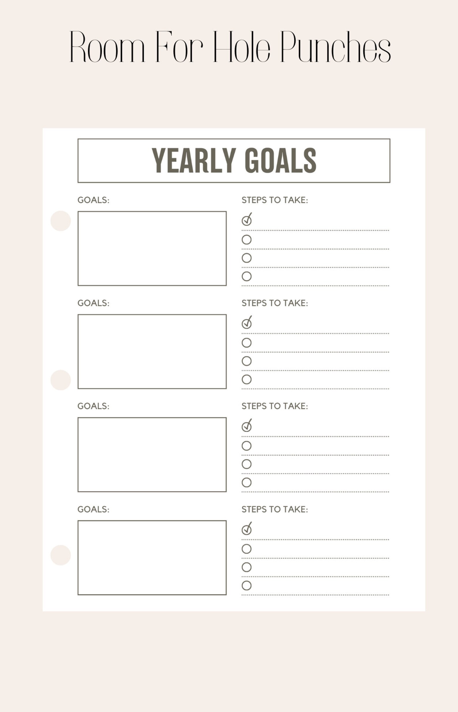 Yearly Goal Planner Goals, US Letter, Printable &amp; Fillable PDF, Instant ...