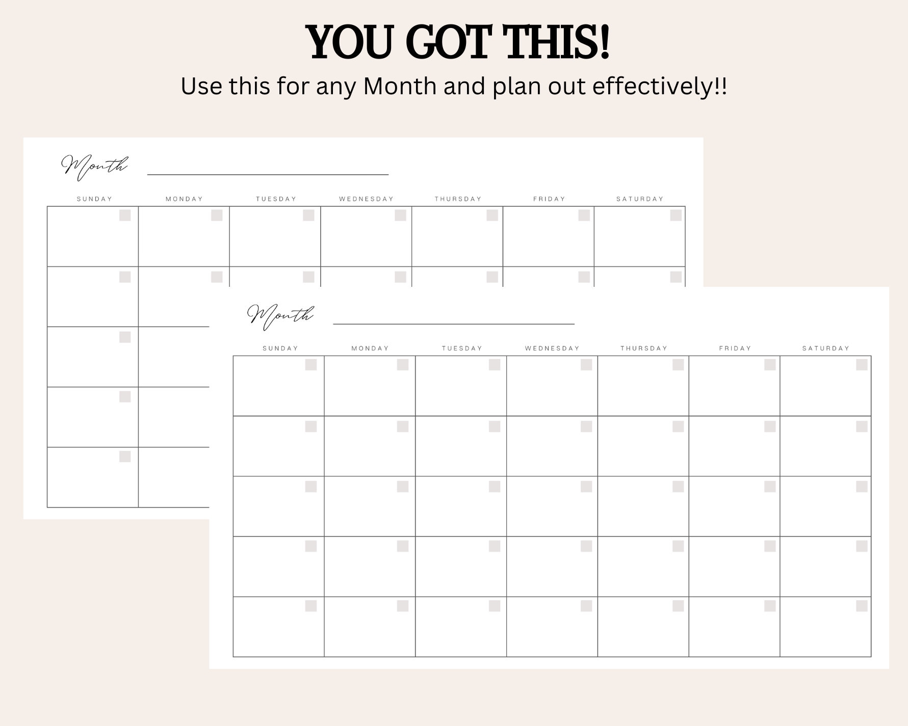 Editable Universal Month Calendar Printable Universal Month - Etsy