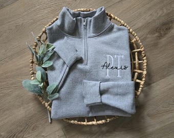 Cadeau docteur en kinésithérapie, cadeau de remise des diplômes DPT ou ATP, sweat-shirt PT ou ATP brodé, sweat-shirt zippé quart de kinésithérapie