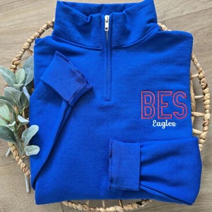School Spirit Sweatshirt, Embroidered High School Sweatshirt, Mascot Sweatshirt, Teacher Quarter Zip Sweatshirt, Gift for Teacher, Grad Gift