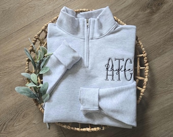 Certified Athletic Trainer Gift, ATC or AT Gift, Athletic Trainer Quarter Zip Pullover Sweatshirt, Personalized Athletic Trainer Shirt