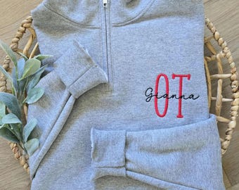 Occupational Therapy Shirt, OT or COTA grad Gift, Occupational Therapy Sweatshirt, Occupational Therapy Quarter Zip, Embroidered OTA apparel