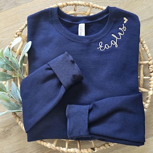 Custom Embroidered Sweatshirt, High School Mascot Embroidered Sweatshirt, Embroidered Collar Sweater, School Spirit Pullover, Cheer Mom