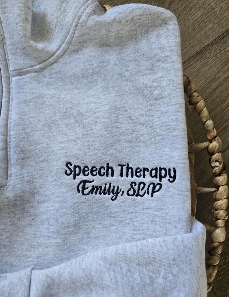 Personalized SLP Quarter Zip Sweatshirt, SLP Graduation Gift, Pullover for slp gift, Speech Language Pathologist Shirt, Speech Therapy Gift immagine 4