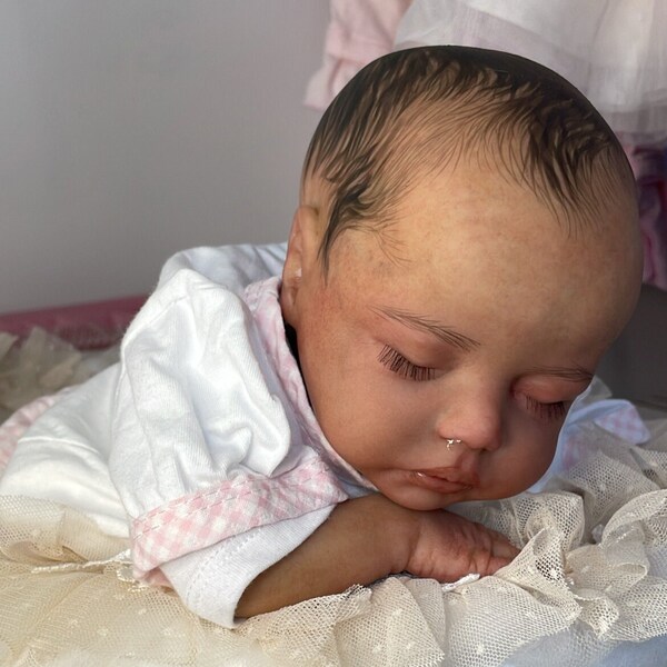 READY NOW Biracial Baby Girl asleep “Delilah” cute hand-painted reborn doll child’s gift collectors item by Honey Gowing