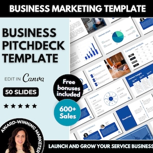 Business Pitch Deck Editable Canva Template, Company Presentation Canva, Professional Business Plan Slide Deck Template, Investment Proposal