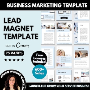 Bleimagnet Canva Vorlage, Erstelle einen Bleimagneten für Dein Service Business, 75 seitige E-Book Vorlage Canva, Freebie Generator Kontaktgenerierung
