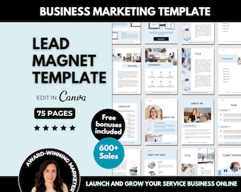 75 Page Lead Magnet Editable Canva Template, E-Book & Freebie Generator