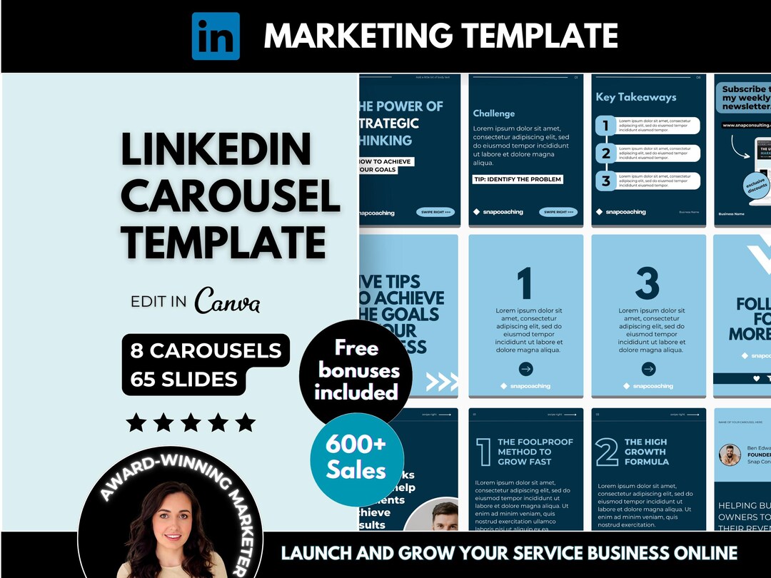 8 Linkedin Carousels Editable Canva Template Social Media Carousel 