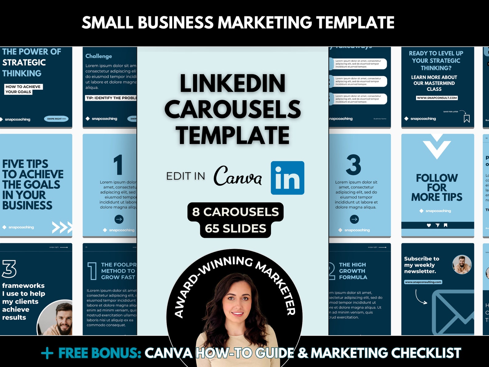 8 Linkedin Carousels Editable Canva Template, Blue Linkedin Ebook ...
