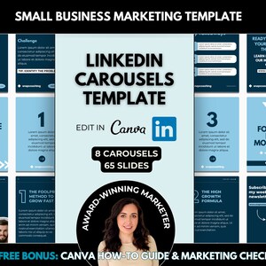 8 Linkedin Carousels Editable Canva Template, Blue Linkedin Ebook ...