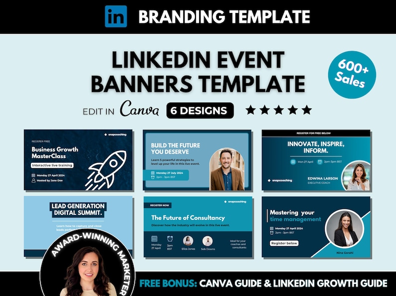 Corporate LinkedIn event banners canva template, custom LinkedIn live training Linkedin Event Featured Cover Photo for Event Marketing, Professional LinkedIn Live Event Banner Canva template
