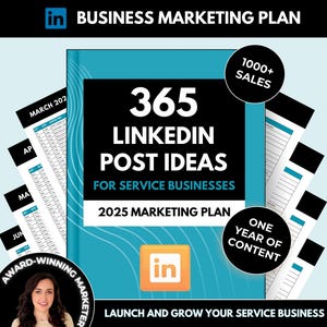 LinkedIn Content Marketing Plan 2025, Social Media Marketing Planner, 365 LinkedIn Posts Ideas To Generate Leads, How To Sell on LinkedIn