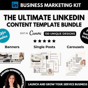 130 LinkedIn Content Templates to Grow on LinkedIn, Canva Social Media Branding, LinkedIn Profile Banners, Ebooks and Posts Marketing Kit