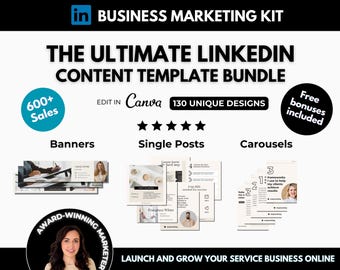 130 LinkedIn Content Templates to Grow on LinkedIn, Canva Social Media Branding, LinkedIn Profile Banners, Ebooks and Posts Marketing Kit