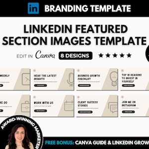 Modello Canva per le immagini della sezione in evidenza di LinkedIn, modello di miniatura dell'immagine in evidenza del profilo LinkedIn, best practice per il branding del profilo LinkedIn