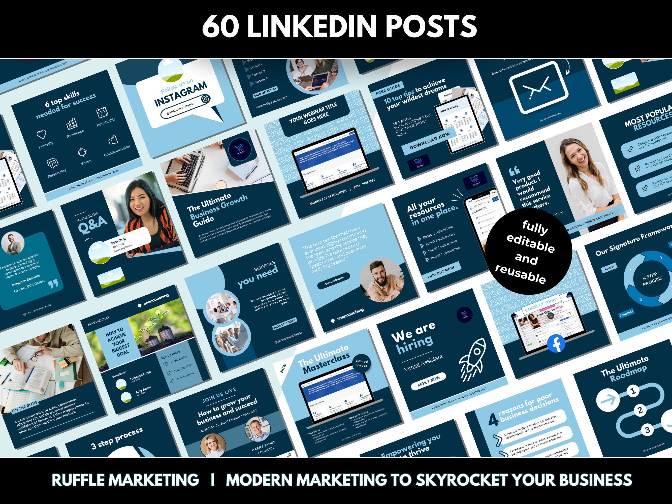 130 Editable Linkedin Content Templates Canva, Social Media Business ...
