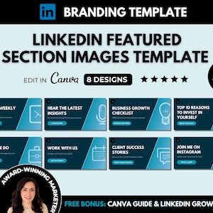 Pacchetto di immagini della sezione in evidenza di LinkedIn Canva, miniature della sezione in evidenza del profilo LinkedIn, contenuti LinkedIn modificabili per promuovere i servizi