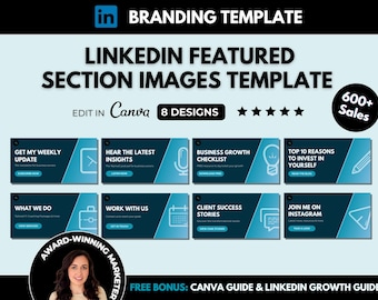 Modelli Canva per miniature della sezione in evidenza di LinkedIn, modello di contenuto modificabile del profilo LinkedIn