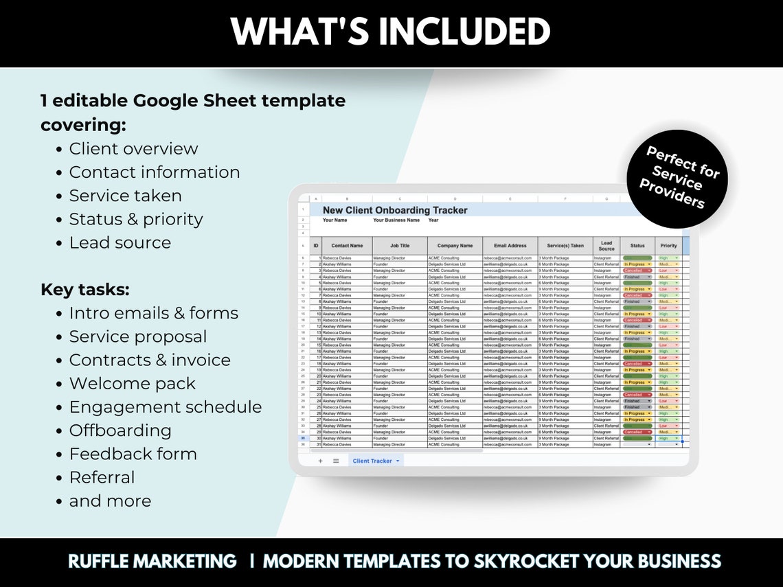 New Client Onboarding Tracker Spreadsheet, Google Sheets Client CRM New Client Onboarding Tracker Spreadsheet, Google Sheets Client CRM