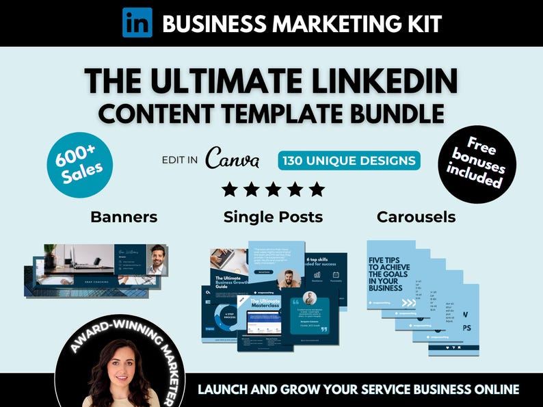 130 Editable Linkedin Content Templates Canva, Social Media Business ...
