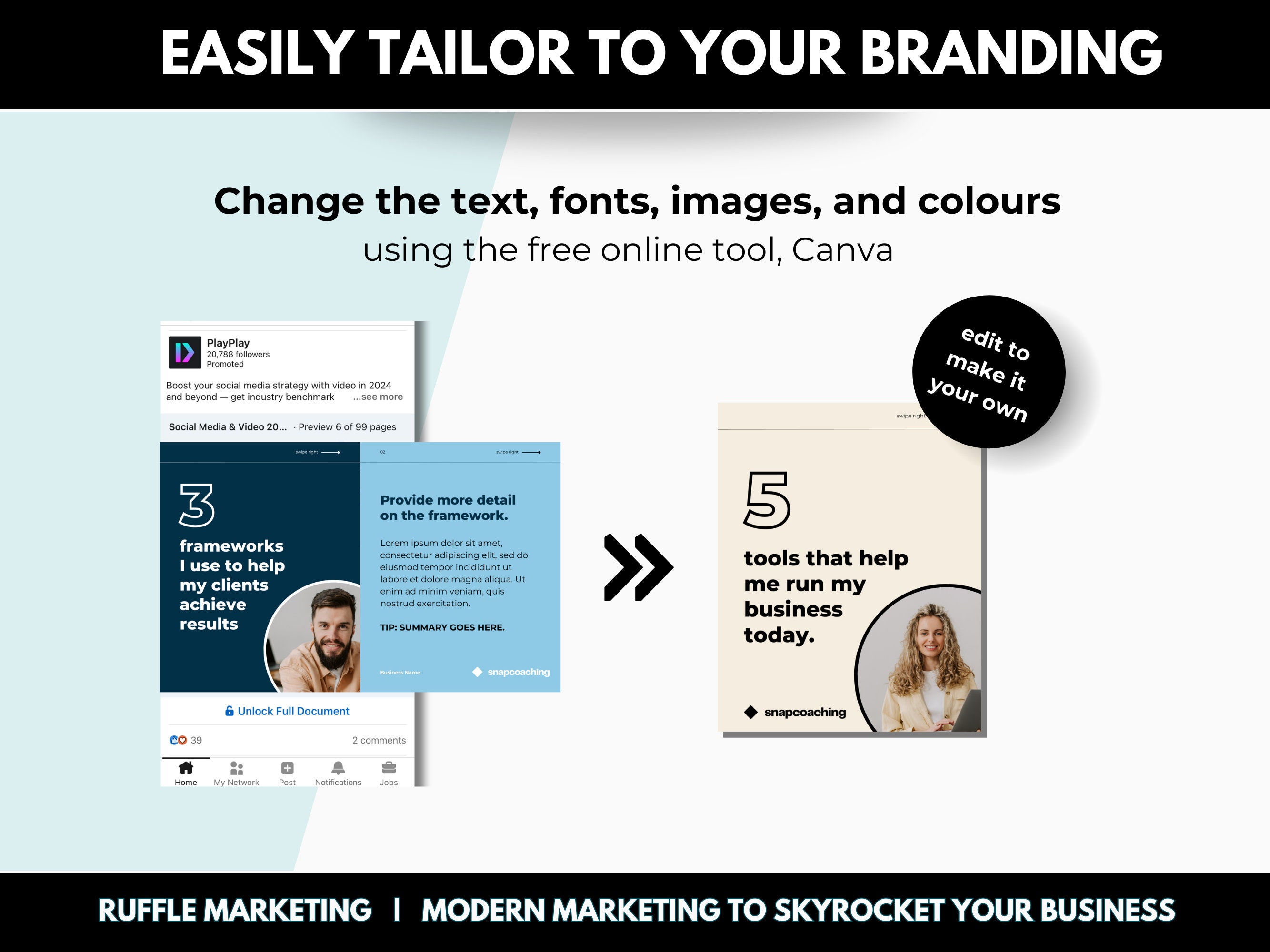 8 Linkedin Carousels Editable Canva Template, Blue Linkedin Ebook ...