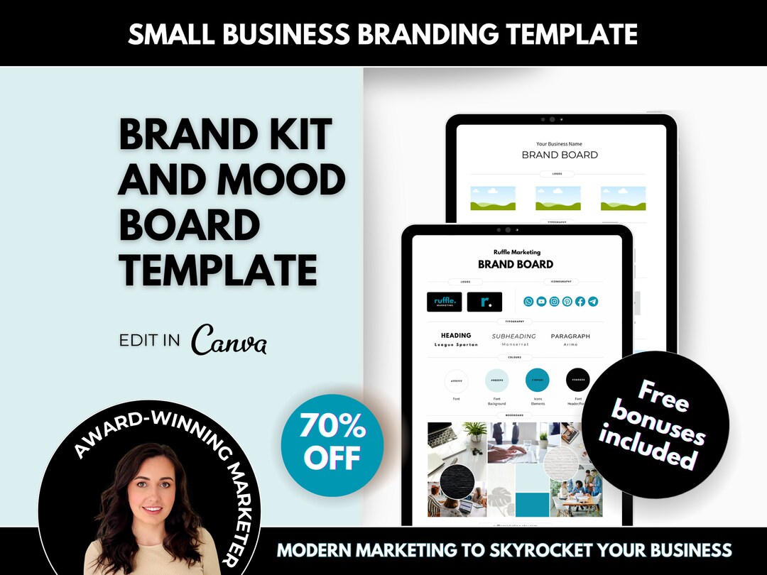 Brand Kit and Mood Board Editable Canva Template Business Etsy