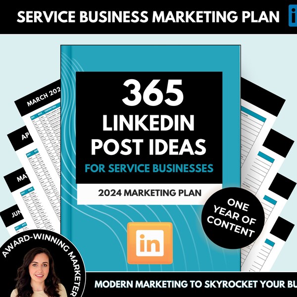 Plan de marketing de contenidos de LinkedIn 2024, Planificador de marketing de redes sociales, 365 publicaciones de LinkedIn, ideas para generar clientes potenciales, cómo vender en LinkedIn