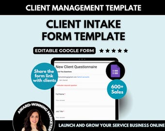 Client Intake Form Template, Editable Customer Onboarding Questionnaire Google Form
