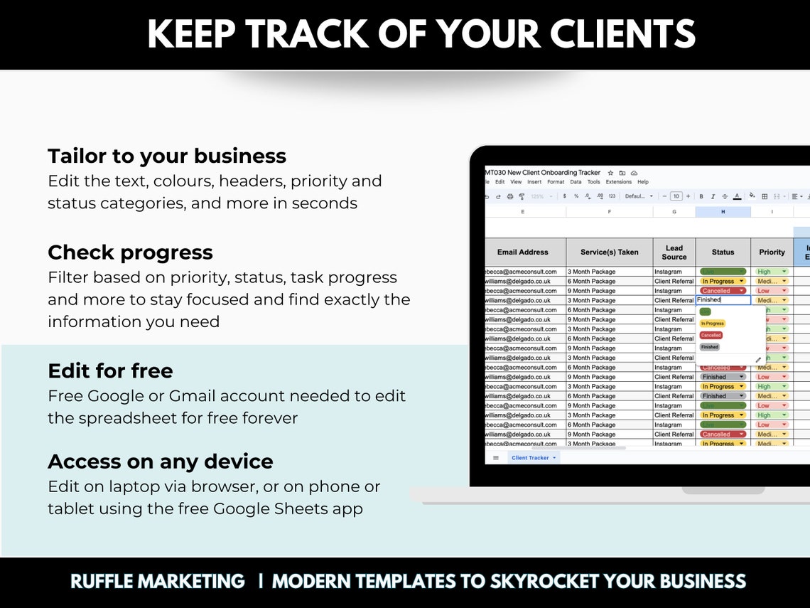 New Client Onboarding Tracker Spreadsheet, Google Sheets Client CRM New Client Onboarding Tracker Spreadsheet, Google Sheets Client CRM