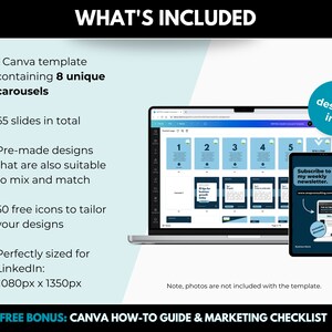 8 Linkedin Carousels Editable Canva Template, Blue Linkedin Ebook ...