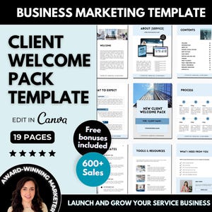 Paquete de bienvenida al cliente Plantilla Canva editable, Folleto de incorporación del cliente empresarial de servicios, Paquete de bienvenida al cliente, Kit de bienvenida al cliente personalizado
