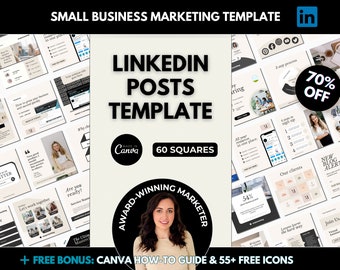 60 Editable Business LinkedIn Posts Canva Template, Beige Square LinkedIn Content Template, Neutral LinkedIn Social Media Marketing