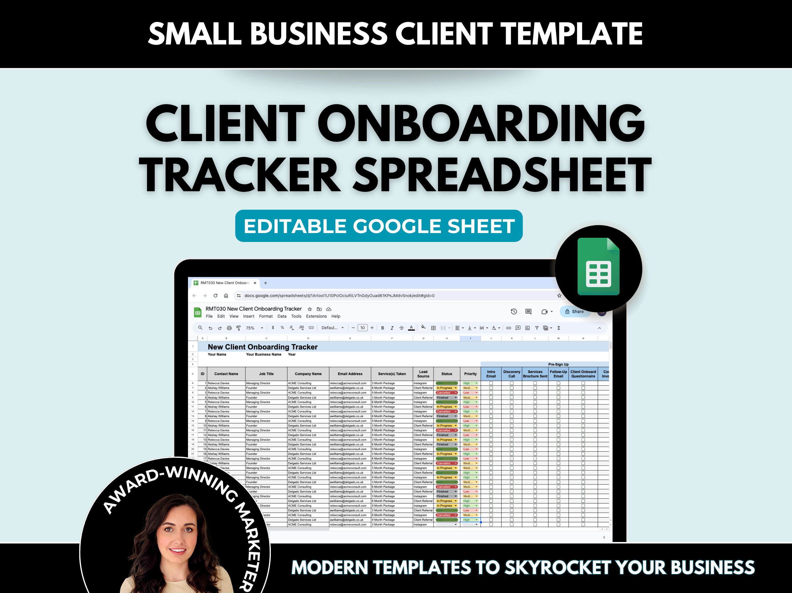 New Client Onboarding Tracker Spreadsheet, Google Sheets Client CRM New Client Onboarding Tracker Spreadsheet, Google Sheets Client CRM