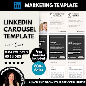 8 LinkedIn Carousel Posts Editable Canva Template, Neutral LinkedIn Carousel Template Canva, Bold Social Media Posts for Industry Experts