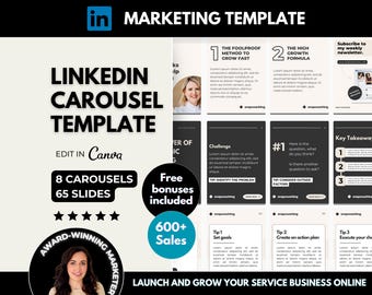 8 LinkedIn Carousel Posts Editable Canva Template, Neutral Social Media Posts E-Books