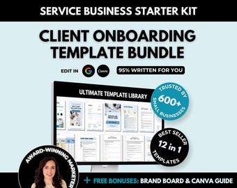 Client Onboarding Template Bundle, Service Business Starter Kit, Canva & Google Sheets (Digital)