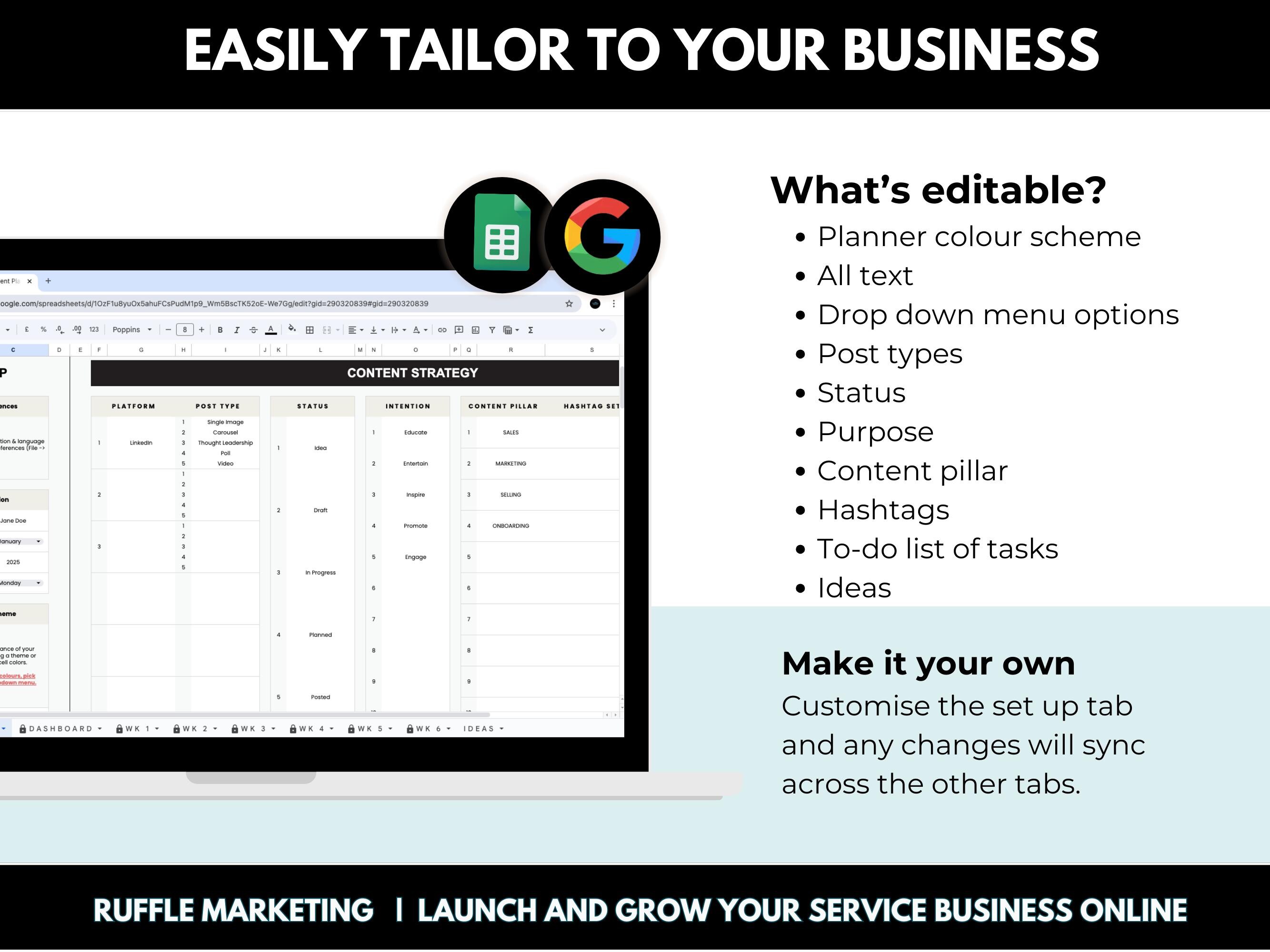 Linkedin Content Planner Spreadsheet Template, Linkedin Plan and ...