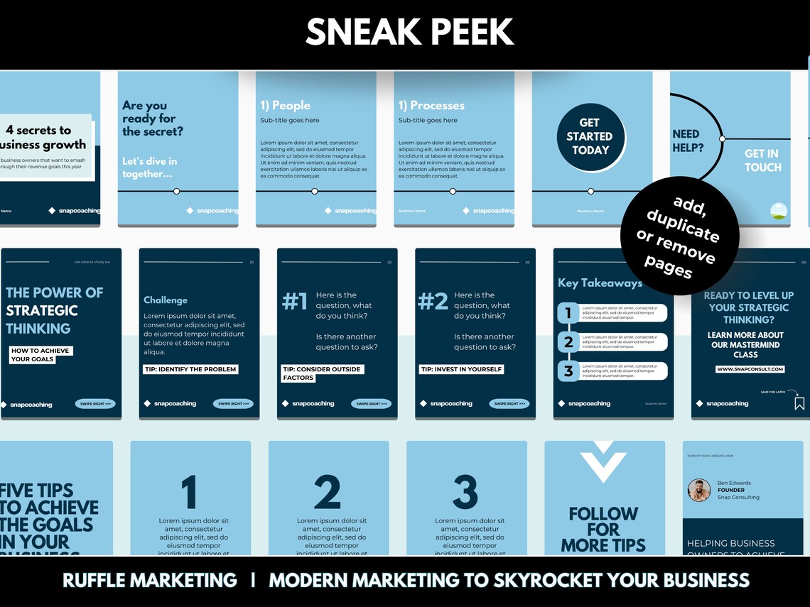 8 Linkedin Carousels Editable Canva Template, Blue Linkedin Ebook ...