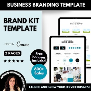 Plantilla Canva editable de tablero de marca, pautas de marca para pequeñas empresas, plantilla de identidad de marca, kit de marca de bricolaje Canva, tablero de estado de ánimo empresarial