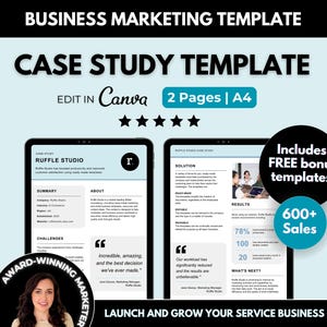 Kundenfallstudie bearbeitbare Canva-Vorlage, Canva-Fallstudienbroschürenvorlage, Marketing-Kundenerfolgsgeschichte-Flyer, Kundeninterview-Vorbereitung