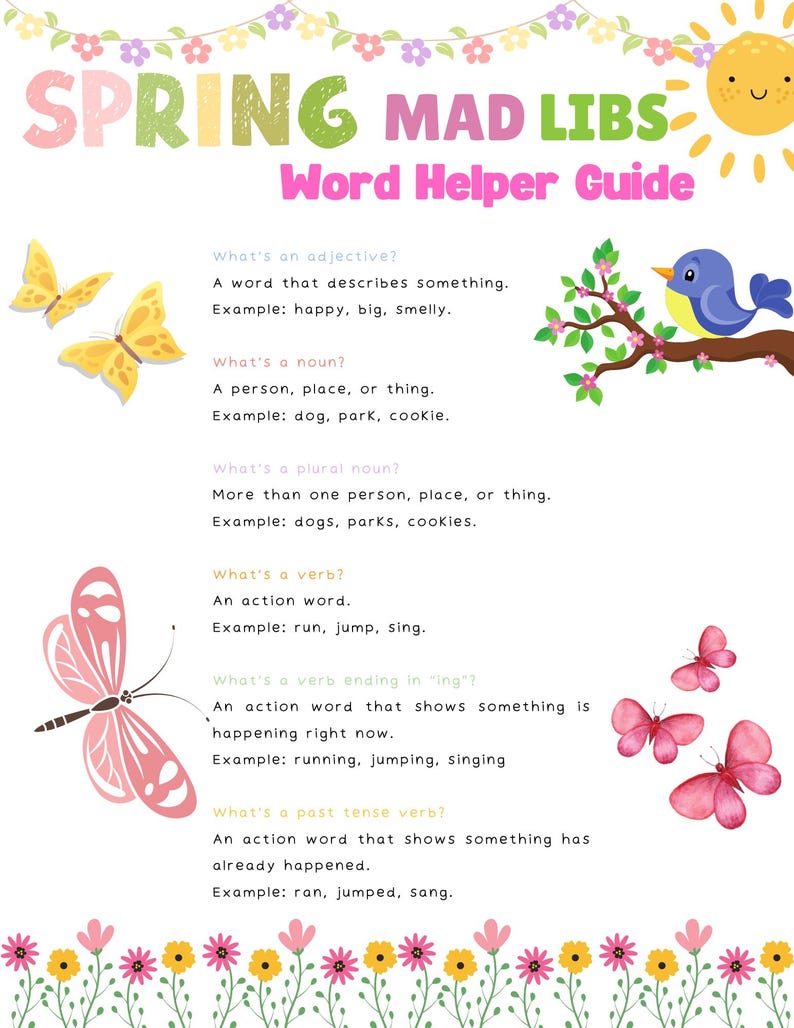 Printable Spring Mad Libs Game - Etsy