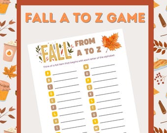 Printable Fall A to Z Game - Fun for Fall Party Game, Classroom or Homeschool