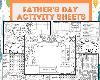 5 Printable Father's Day Activities Pages PLUS Game Answer Keys