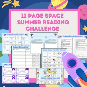 11 Page Space Summer Reading Challenge - Includes Reading Logs, Bookmarks and More!