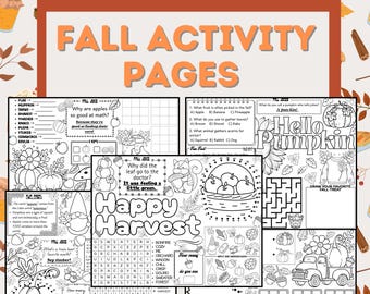 Printable Thanksgiving Activity Pages for Kids, Thanksgiving Games Coloring Placemats Bundle