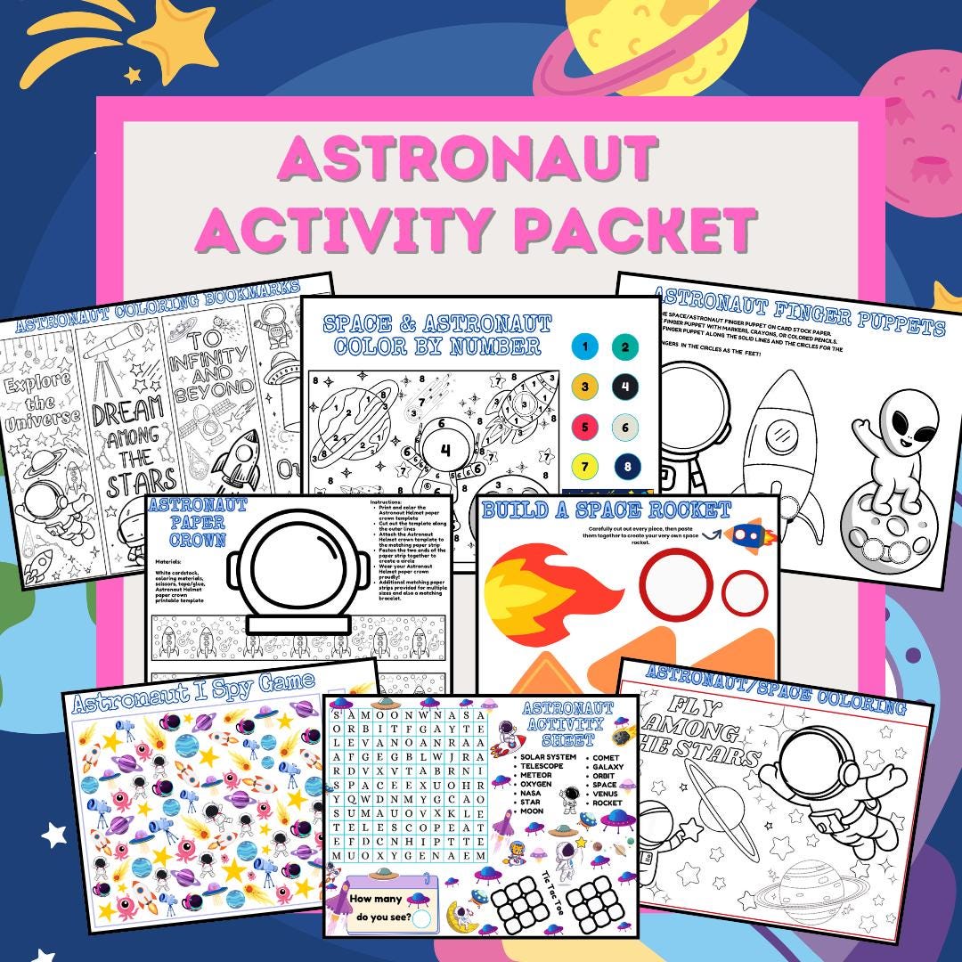 Printable Astronaut Space Games Bundle - 10 Pages Including Word Search ...
