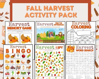 43 Page Printable Fall Harvest Activity Pack - Includes Bingo, Word Search, Memory, Spot the Difference & More