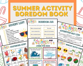 34 Page Printable Summer Boredom Book - Summer Coloring, Summer Games and More
