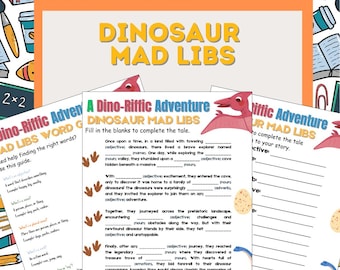 Jogo Dinosaur Mad Libs para imprimir - Diversão para sala de aula, festa de dinossauros ou atividade tranquila